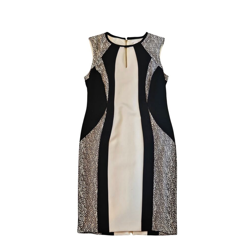 Cache bodycon cocktail dress black white retro Womens 10 old money luxury classy